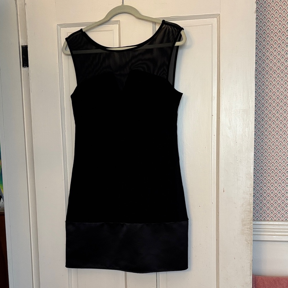 Bailey 44 Black Sleeveless Mesh Yoke Mini Dress